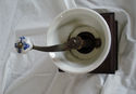 VINTAGE DELFT BLUE AND WOOD MILL HAND CRANK COFFEE