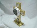 18 KT GOLD PAINTED WOODEN CROSS RELIQUARY DISPLAY 