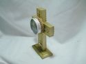 18 KT GOLD PAINTED WOODEN CROSS RELIQUARY DISPLAY 