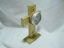 18 KT GOLD PAINTED WOODEN CROSS RELIQUARY DISPLAY 