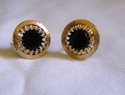 VINTAGE SHIELDS GOLD TONED CUFF LINKS WITH BLACK S