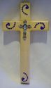 HANDCRAFTED LIGHT WOODEN WALL CROSS WITH SILVER CR