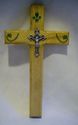 HANDCRAFTED LIGHT WOODEN WALL CROSS WITH SILVER CR