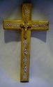 HANDCRAFTED LIGHT WOODEN WALL CROSS WITH GOLD CROS