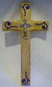 HANDCRAFTED DARK WOODEN WALL CROSS WITH SILVER CRO