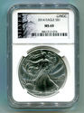 2014 AMERICAN SILVER EAGLE NGC MS69 SILVER LABEL N
