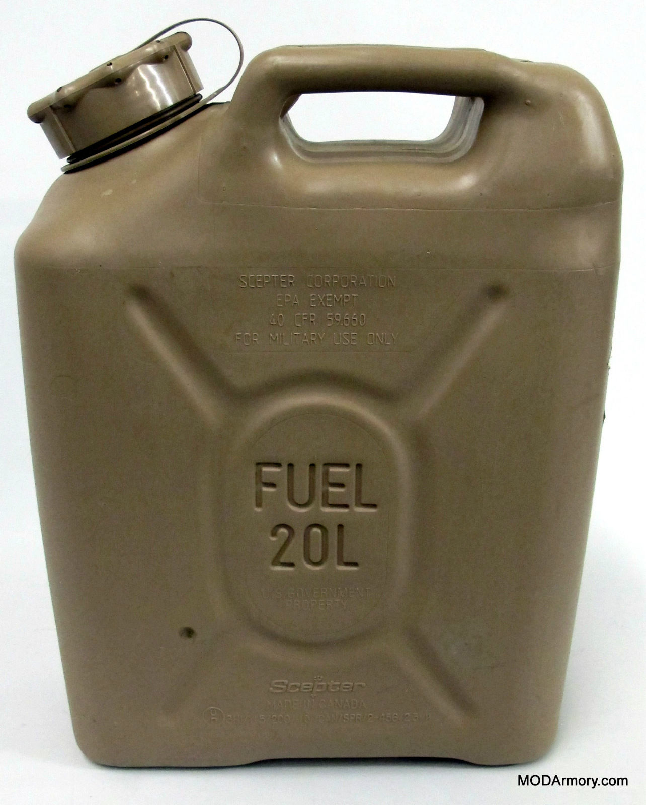 MODARMORY Scepter US Military Fuel Can Plastic 5 GAL Tan Diesel