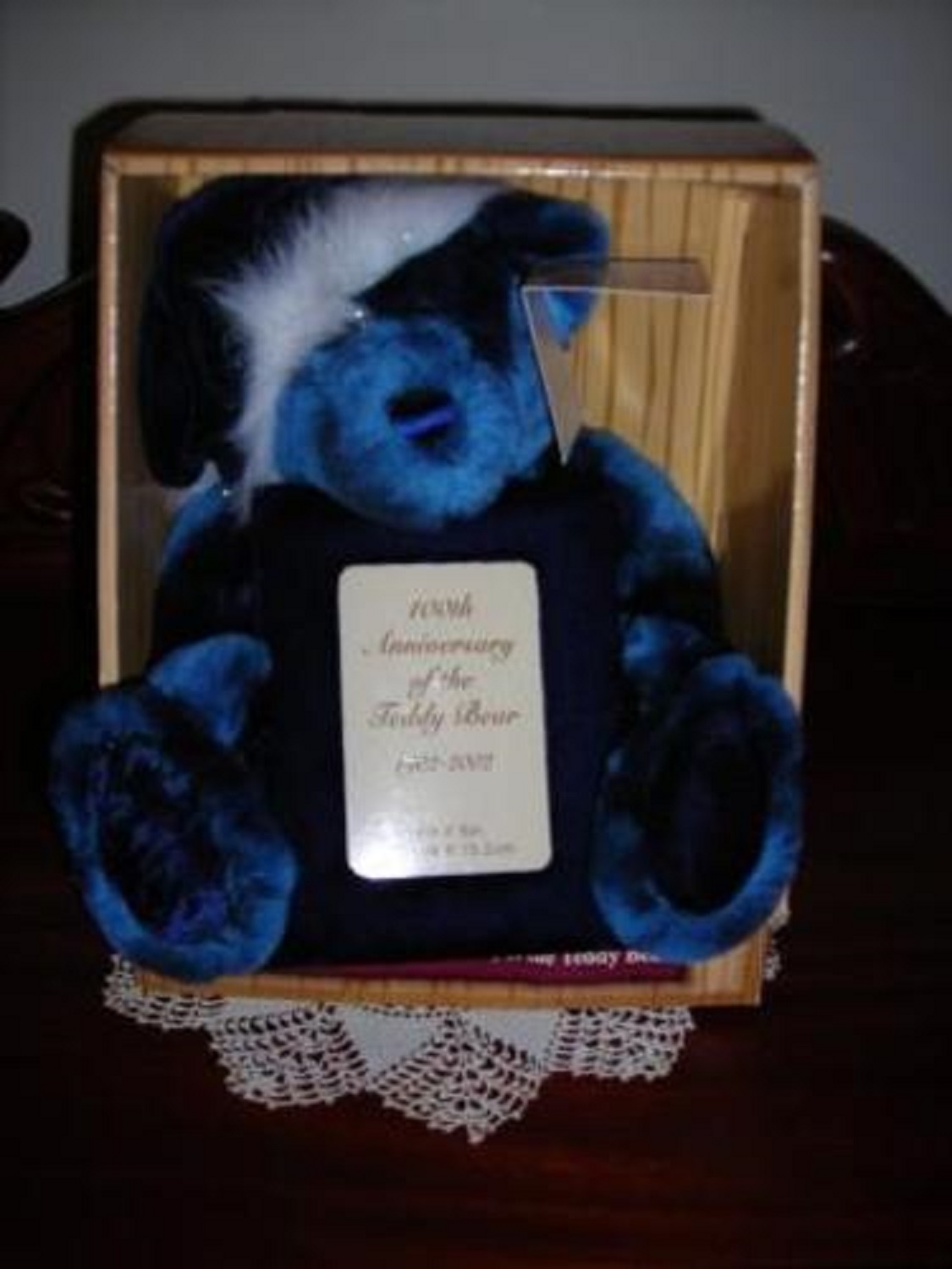 old blue teddy bear