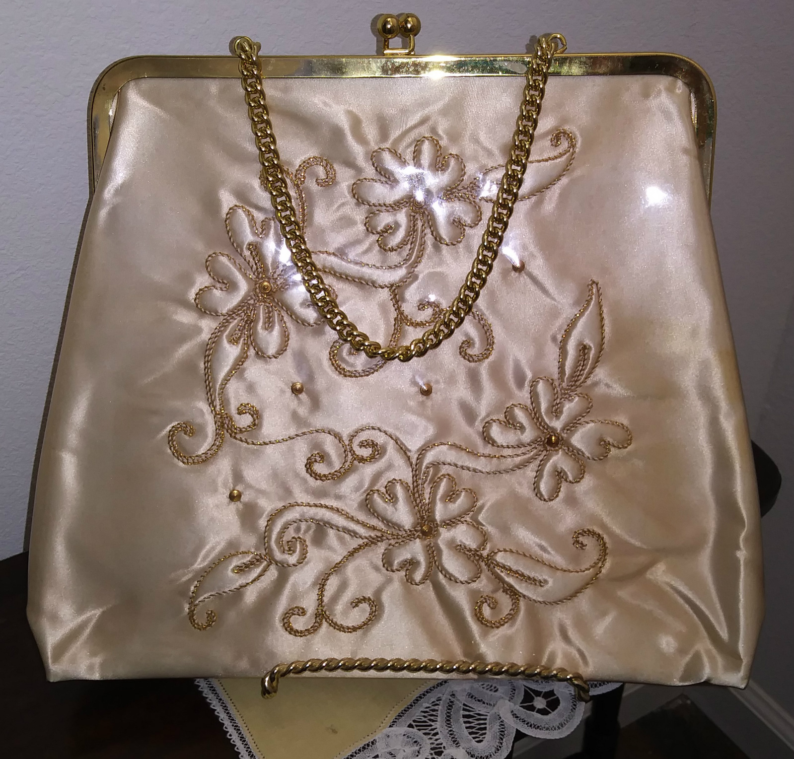 Details About Mona Lisa Miami Florida Gold Silk Snap Wedding Evening Bag Vintage 1950s 1960s