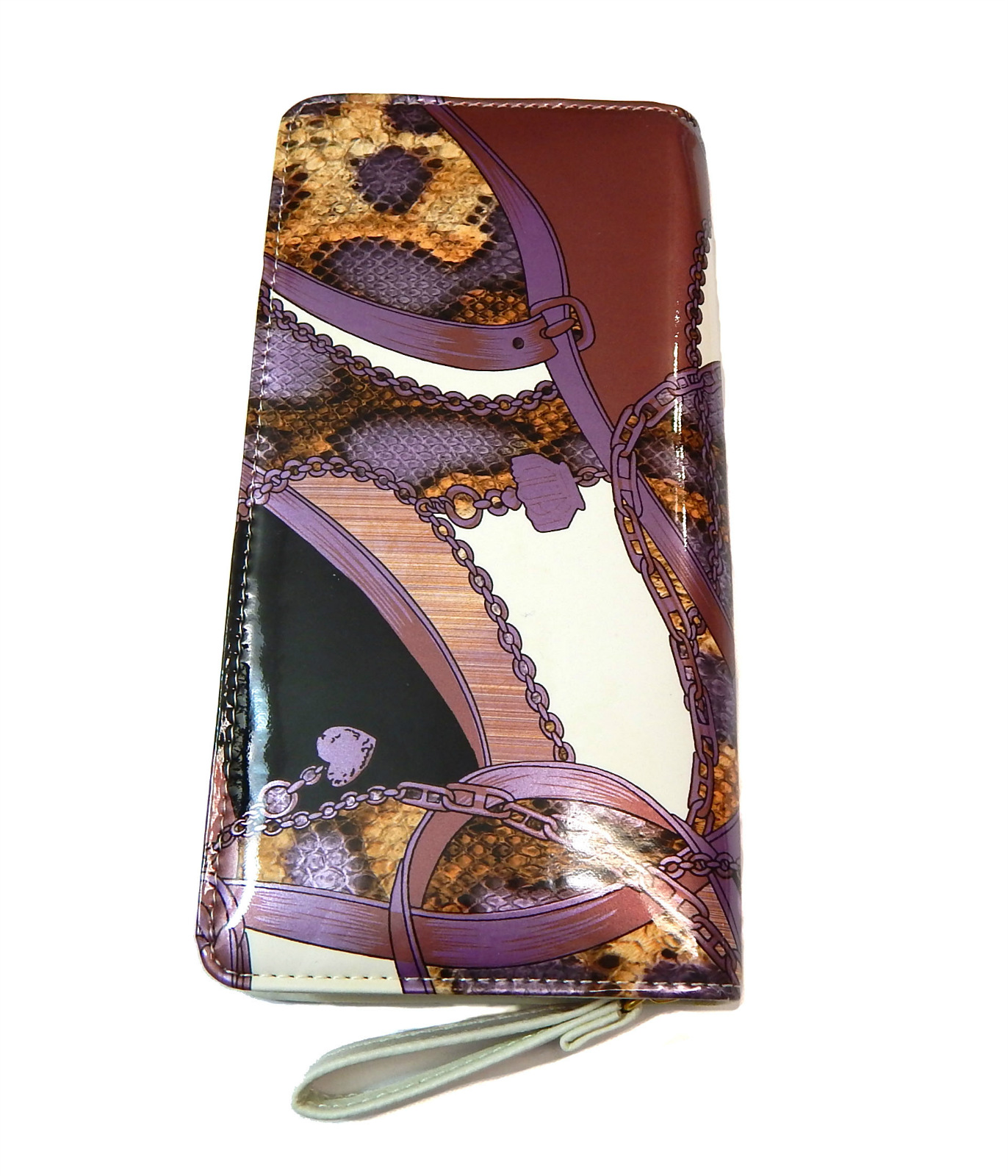 Women Purple Faux Patent Leather Zip Around Wallet Coin Purse Clutch Organizer | eBay
