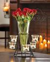 *15367V - Circular Iron 6 Cup Candle Stand With Gl