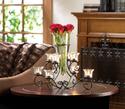 *15370V - Scrollwork Black Metal Candle Stand 8 Gl