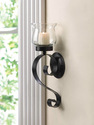 *15371V - Scrollwork Black Metal Glass Cup Wall Sc