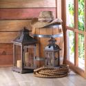 *15420V - Large Rustic Monticello Wood Candle Lant