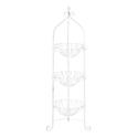 *15487V - White Metal 3 Basket Corner Plant Stand