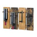 *15543V - Rustic Four Wood Slat Metal Wine Bottle 