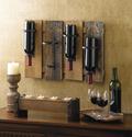 *15543V - Rustic Four Wood Slat Metal Wine Bottle 