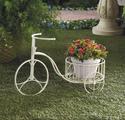 *15694V - White Metal Country Tricycle Planter