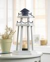 *15961V - White Wooden Lighthouse Candle Lantern