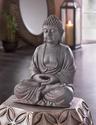 *16164V - Meditating Buddha Stone Look Figurine St