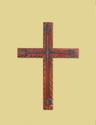 *16167V - Pine Wood Iron Flourish Wall Cross Plaqu