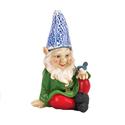 *16215V - Cheery Gnome w/Bird Solar Light Up Blue 