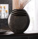 *16778V - Tribal Black MDF Wood Carved Stripes Dec