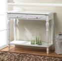 *16841V - Carved White Wood Rectangle Hallway Tabl