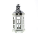 *16905V - Hexagon Pattern Top Gray Wood Candle Lan