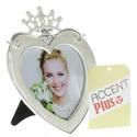 *16950V - Crown On Heart Pewter & Glass Easel Back