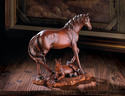 *17220V - Mother & Foal Beautiful Brown Horse Figu