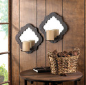 *17330V - Damask Wood Frame Mirrored Pillar Candle