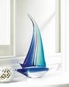 *17382V - Sailor Boat Blue Art Glass Statue