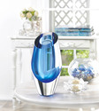 *17384V - Blue Slant Cut Glass Art Vase
