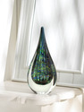*17407V - Peacock Inspired Teardrop Glass Art Deco