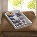 *17442V - Photo Frame White Wood Serving Tray