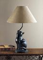 *17446V - Curious Black Cat Figure Iron Table Lamp