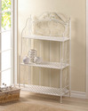 *17509V - White Iron Basket Weave Bakers Rack Shel