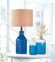 *17607V - Blue Glass Bottle Narrow Neck Vase Set
