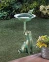 *17613V - Curious Cat Green Garden Birdbath Yard A