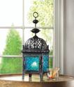 *17759V - Blue Medallion Pressed Glass Metal Pilla