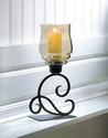 *17900V - Iridescent Glass Hurricane Black Iron Ca
