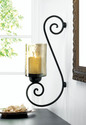 *17901V - Iridescent Glass Hurricane Black Iron Sc