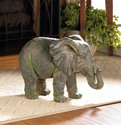 *17916V - Weathered Gray Iron Elephant Statue Figu