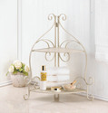 *17968V - Ivory Iron Scrollwork 2 Shelf Corner Rac