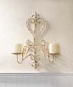 *17974V - Antiqued Fleur De Lis 2 Arm Pillar Candl