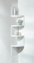*17994V - Zig Zag 4-Tier White Wood Corner Shelf w