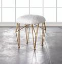 *18163V - Geometric Iron Legs White Faux Fur Foot 