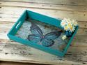 *18168V - Blue Butterfly Fir Wood Serving Tray