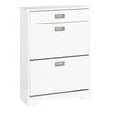 *18185V - 2 Tier Shoe Rack 1 Drawer White Wood Cab